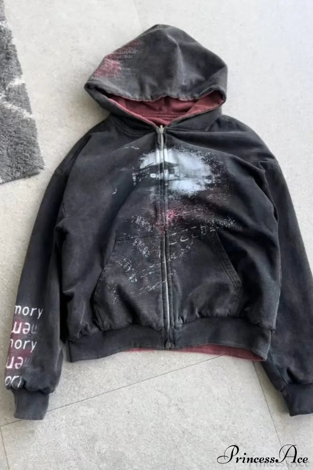 Reversible Retro Printed Patchwork Zip Hoodie