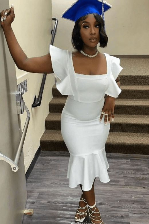 Rhea Bodycon Midi Dress - Pearl White - Fashionpara