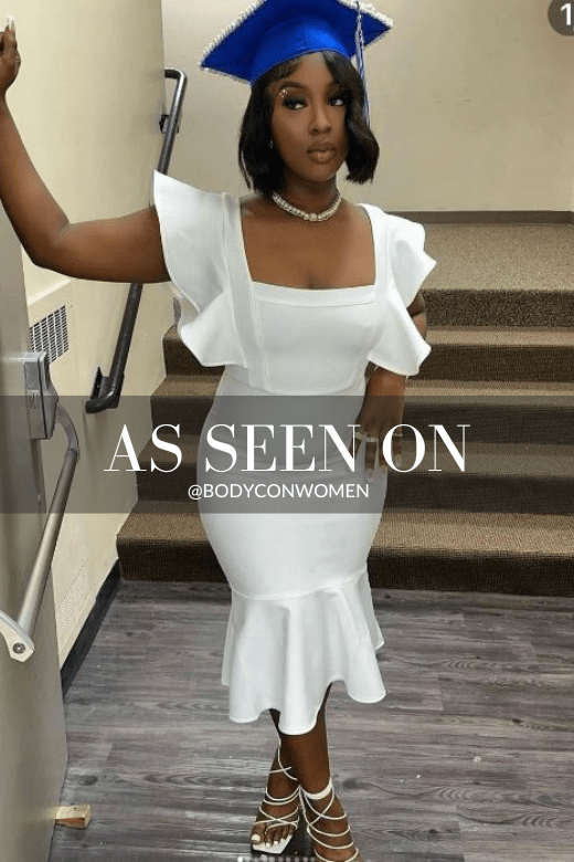 Rhea Bodycon Midi Dress - Pearl White - Fashionpara