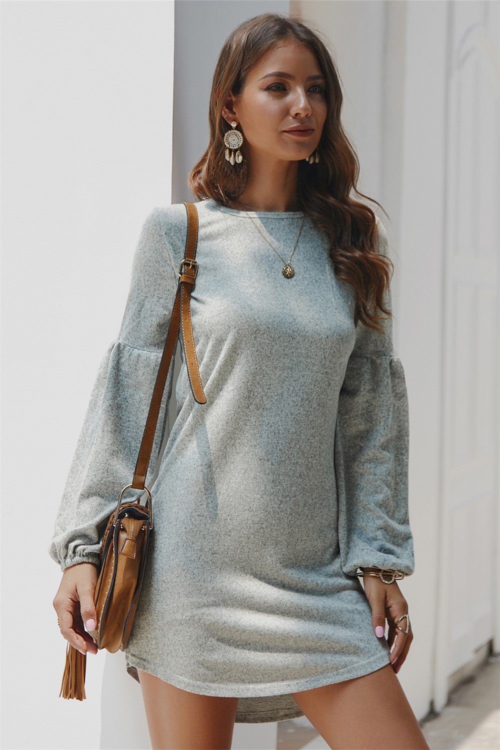 RadyRin Right On Time Gray Sweater Dress for Effortless Style