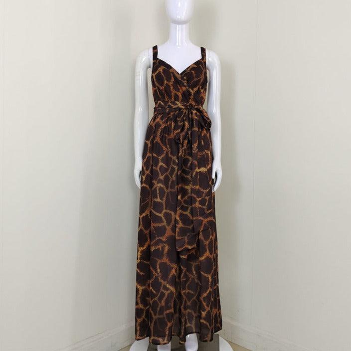 Animal Print Sweetheart Sleeveless A-Line Maxi Gown