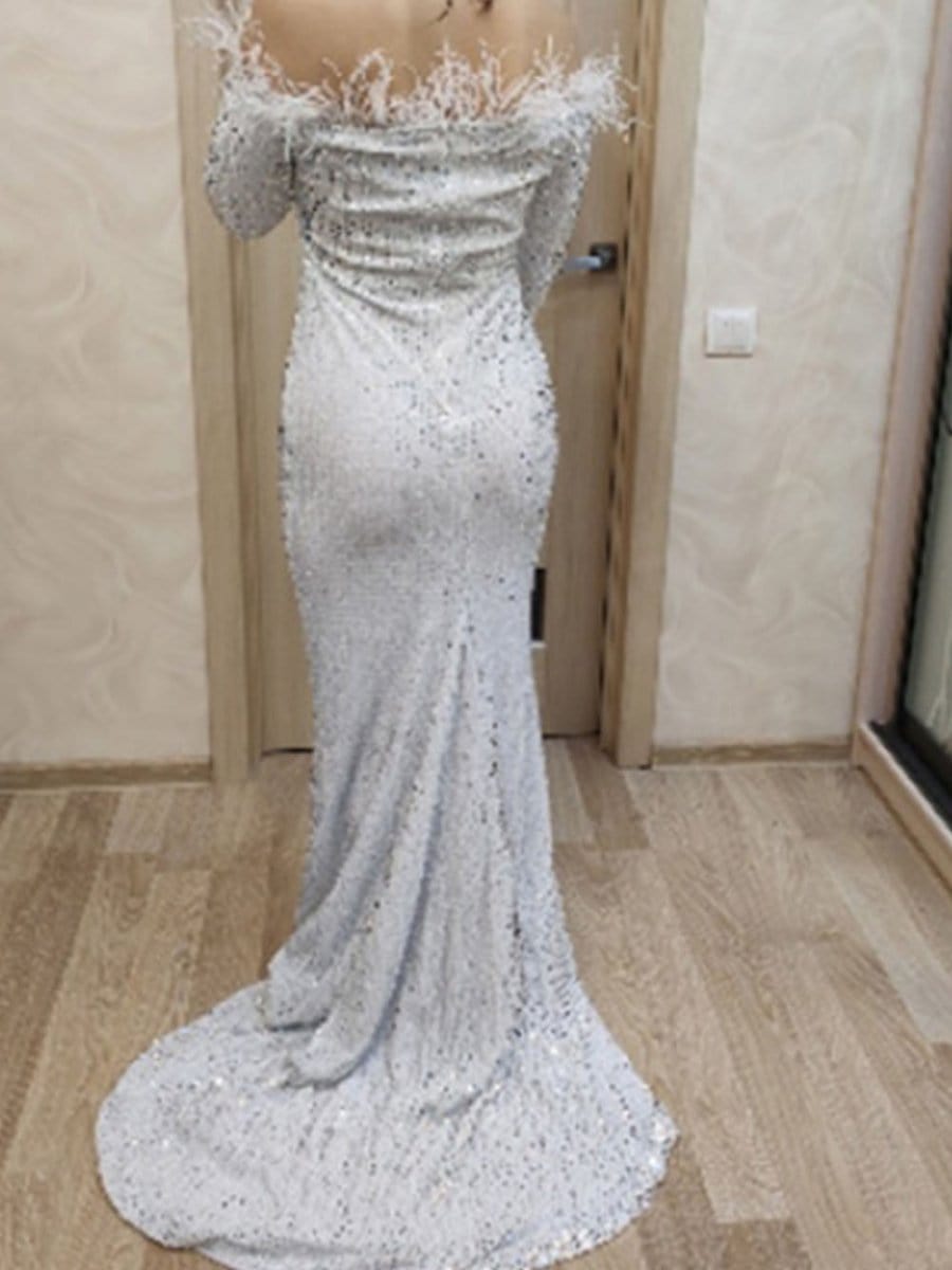 Off Shoulder Feather - Fashionpara