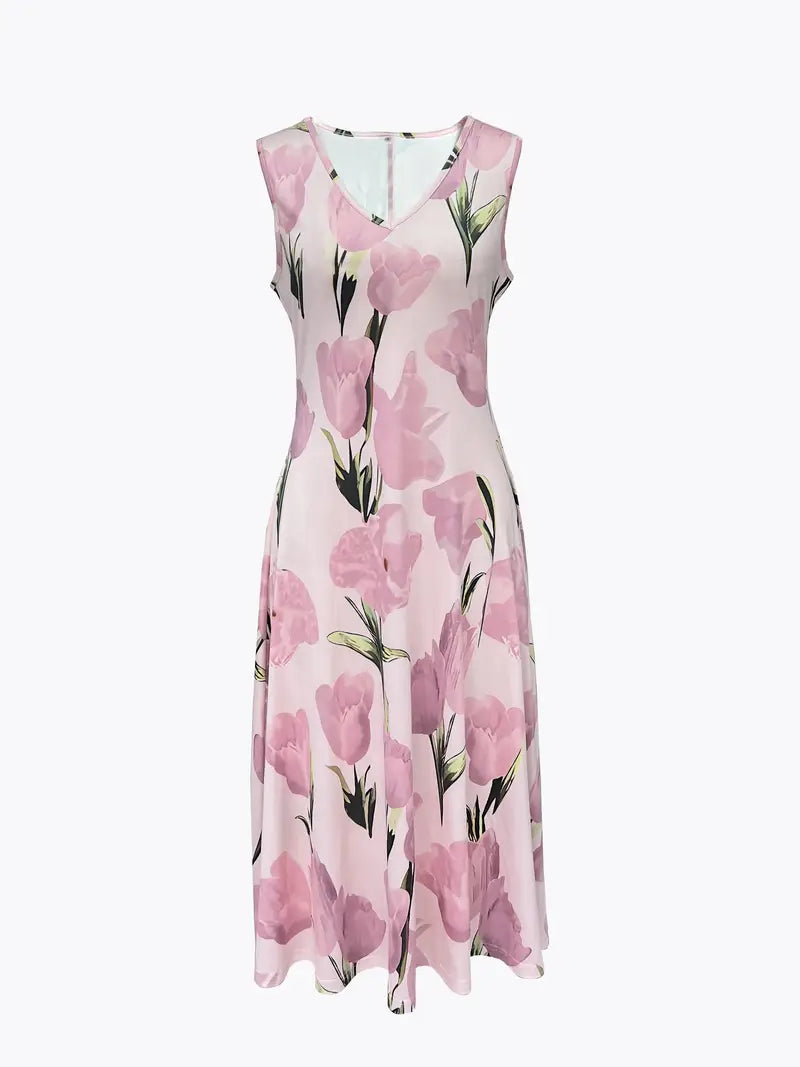 Open Front Jacket and Floral A-Line Midi Dress Two Piece Set 4