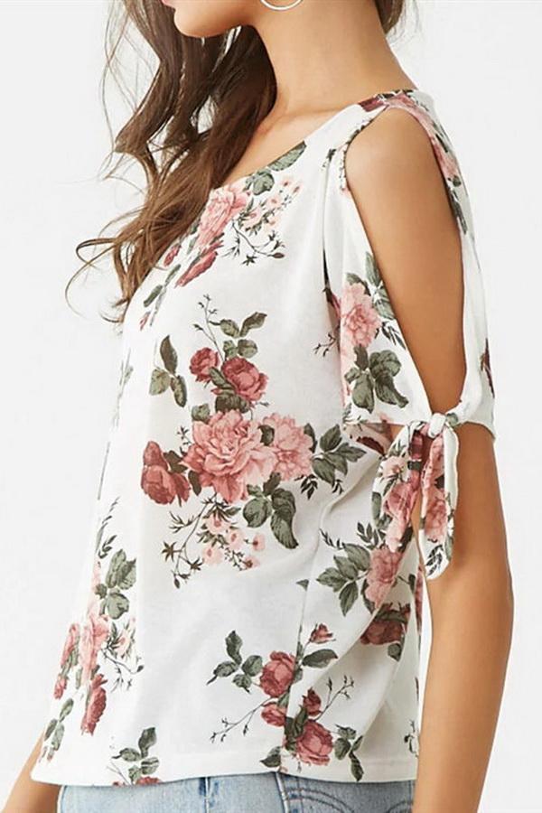 Round Collar Short Sleeve Printing T-shirt