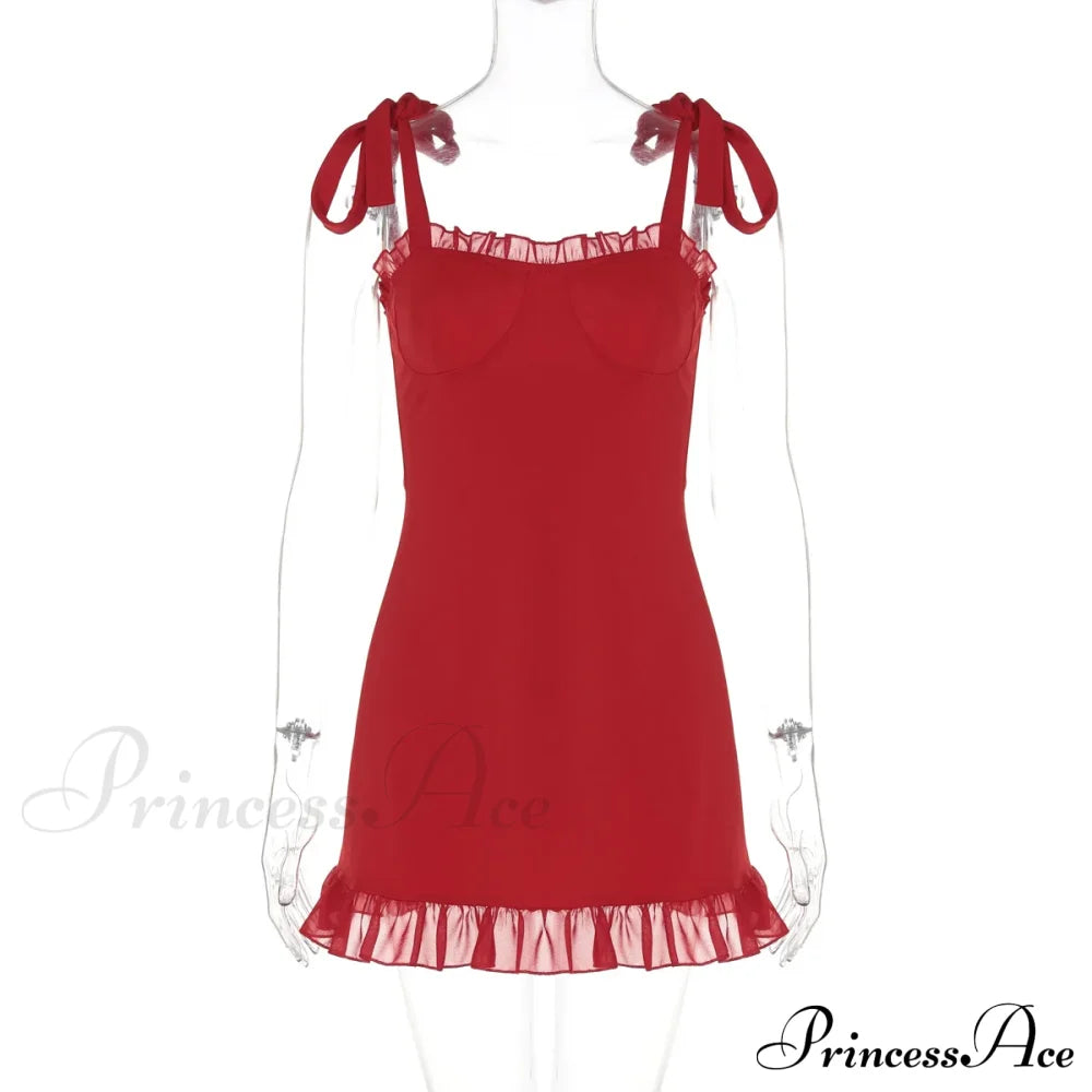 Ruffle Mini Bodycon Pleated Red Christmas Party Dress