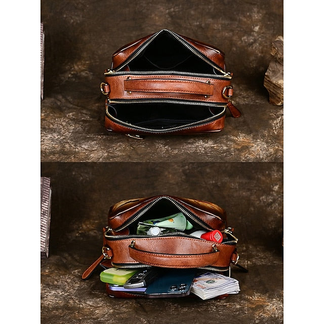 Sunflower Print Vintage with Handbag Leather and Butterfly