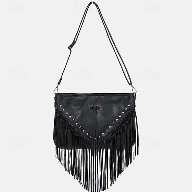 Leather with Fringe Crossbody Bohemian Bag