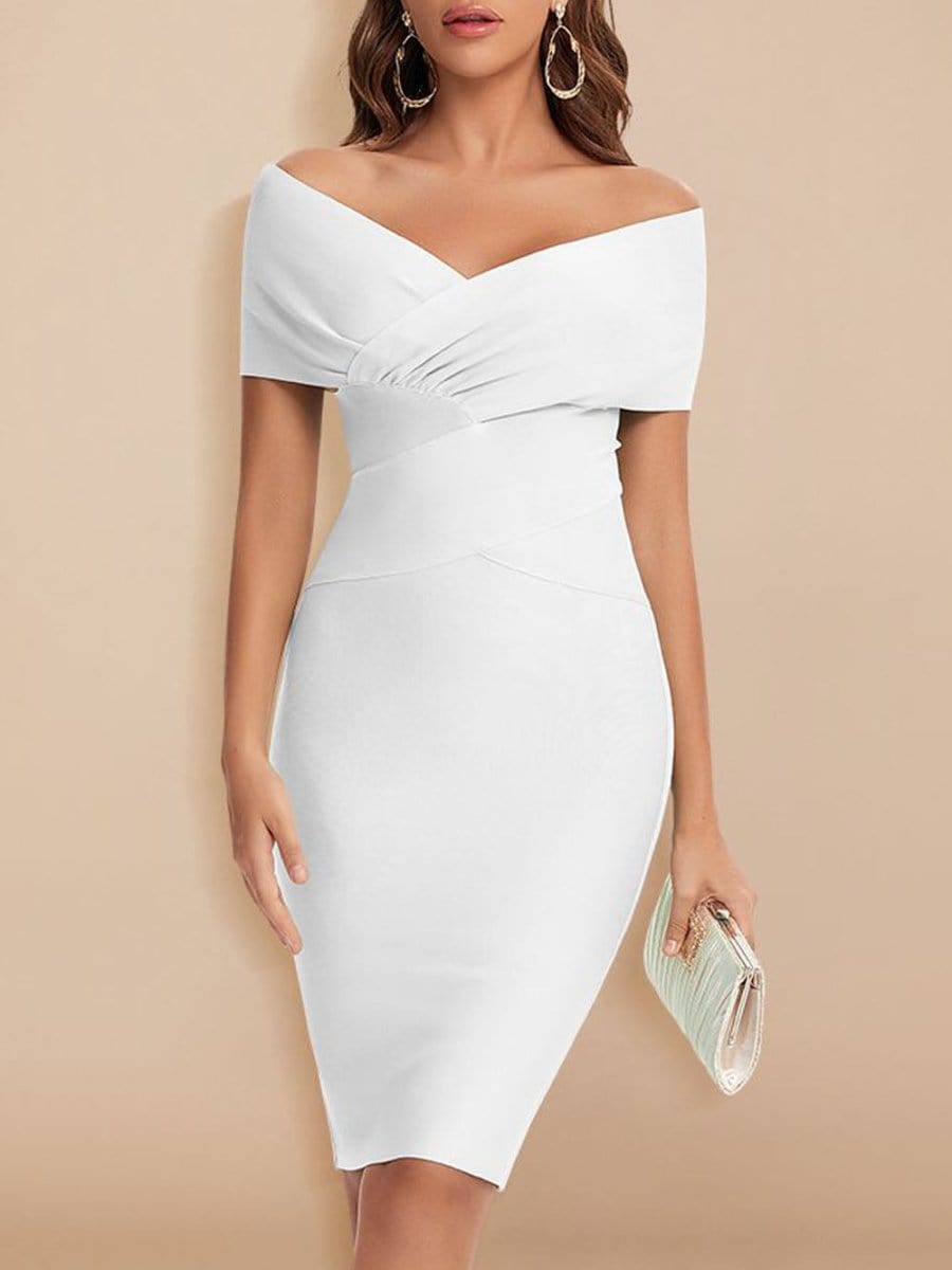 Sadie Off Shoulder Bodycon Midi Dress - Fashion Pov