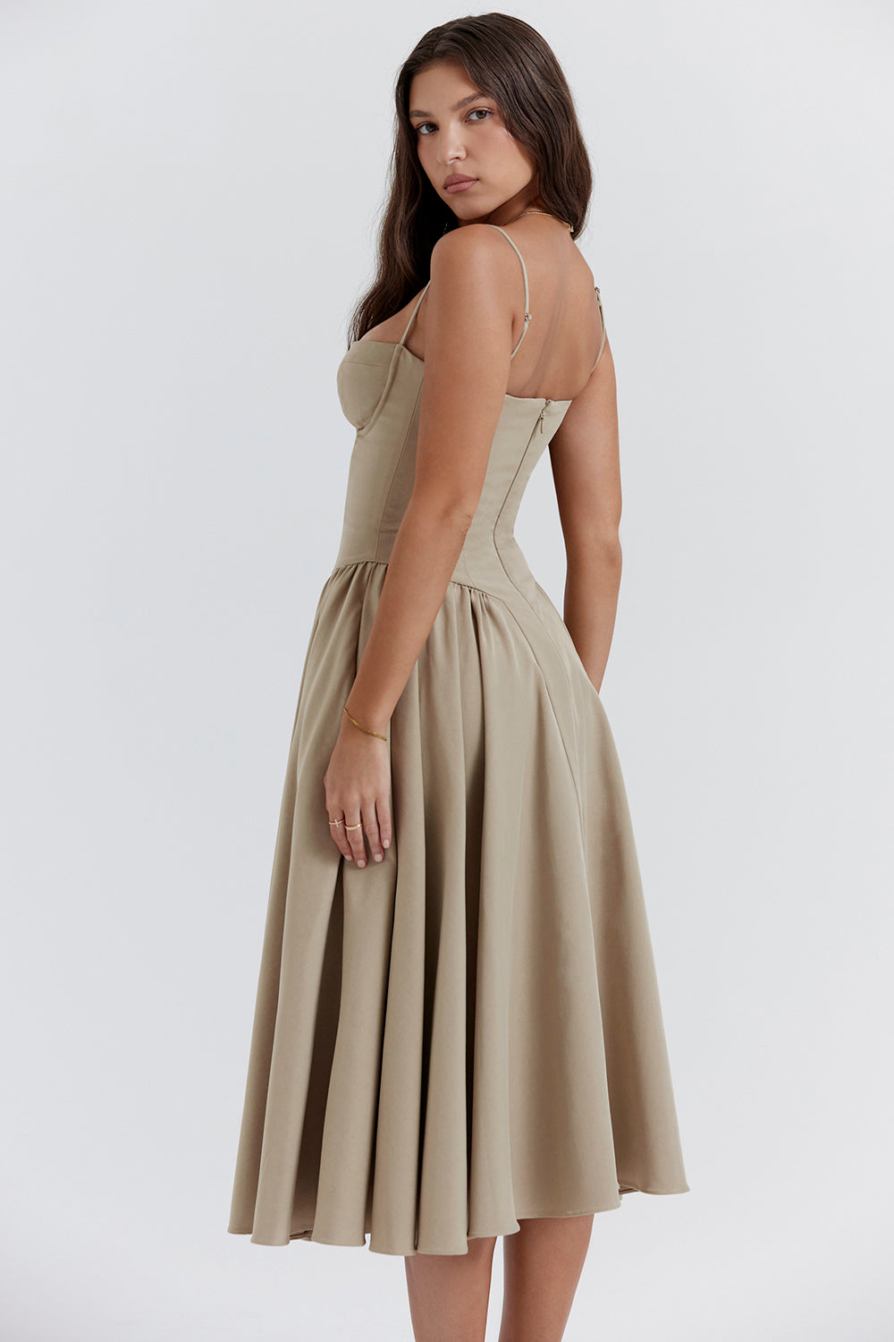 Corset Bustier Fit and Flare Midi Dress 6