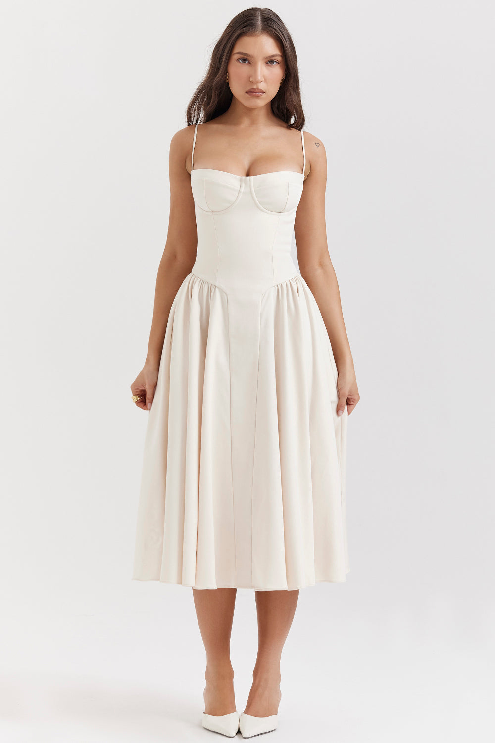 Corset Bustier Fit and Flare Midi Dress 13
