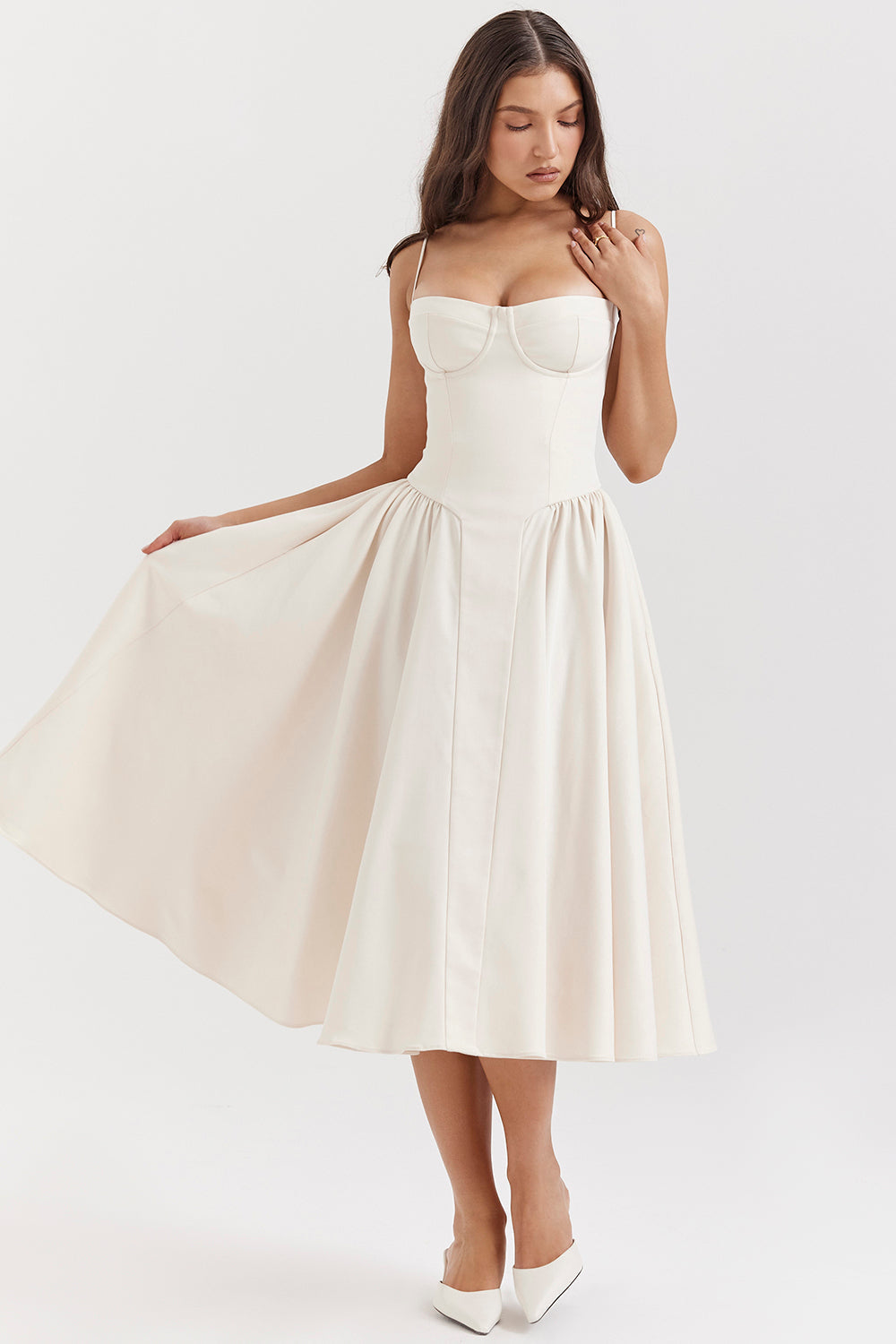 Corset Bustier Fit and Flare Midi Dress 14
