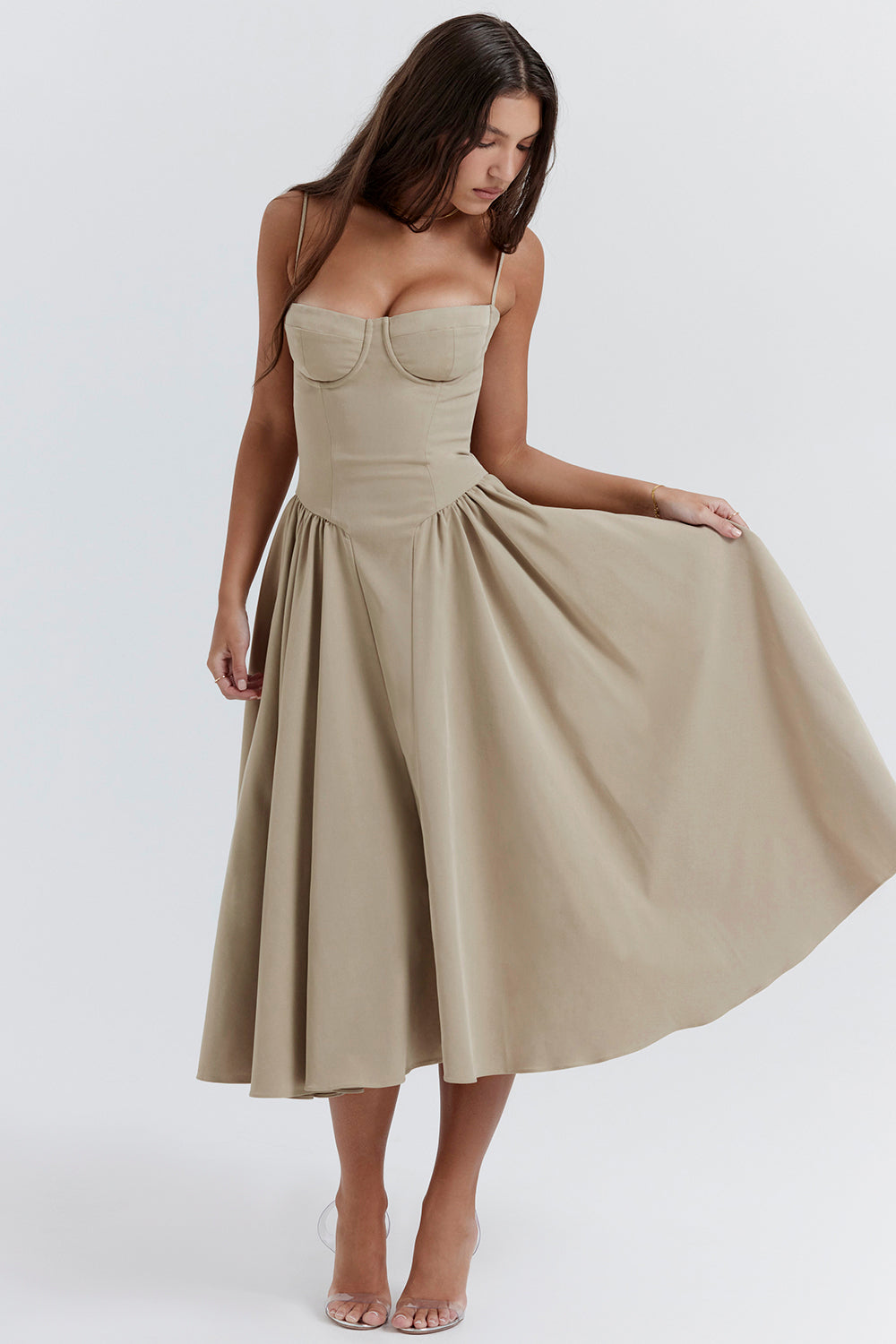 Corset Bustier Fit and Flare Midi Dress 4