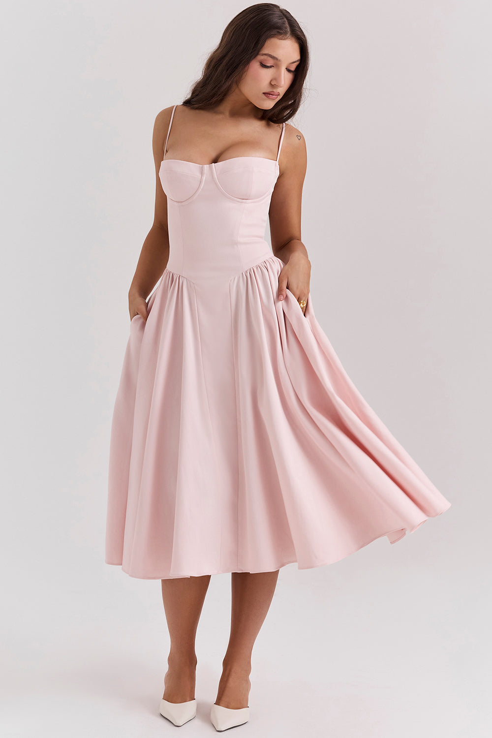 Corset Bustier Fit and Flare Midi Dress 16