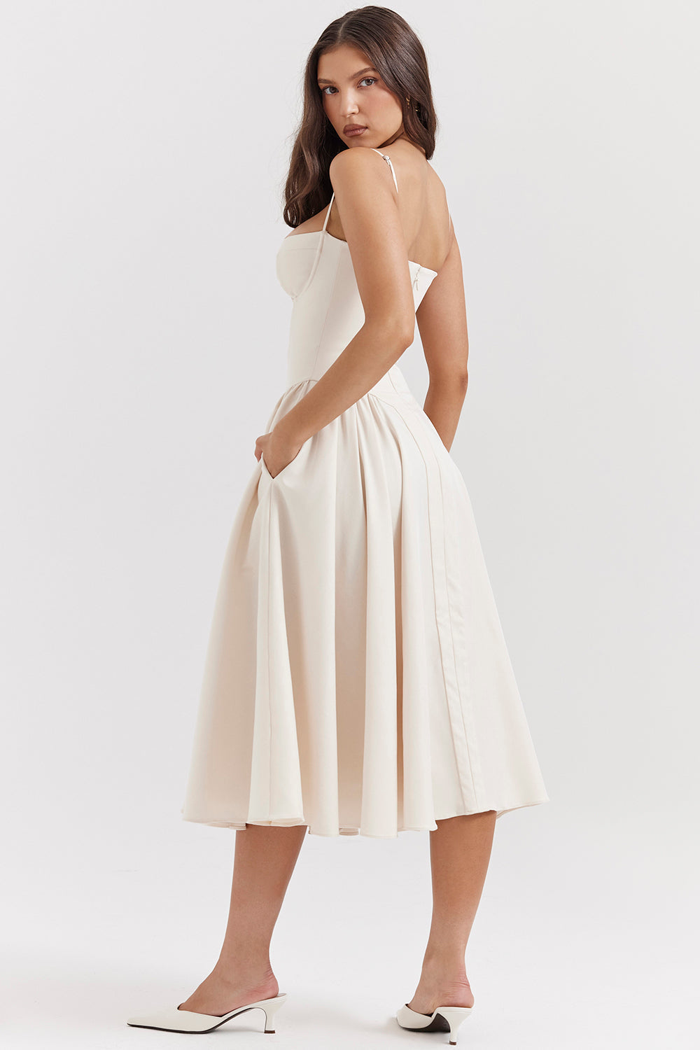 Corset Bustier Fit and Flare Midi Dress 15