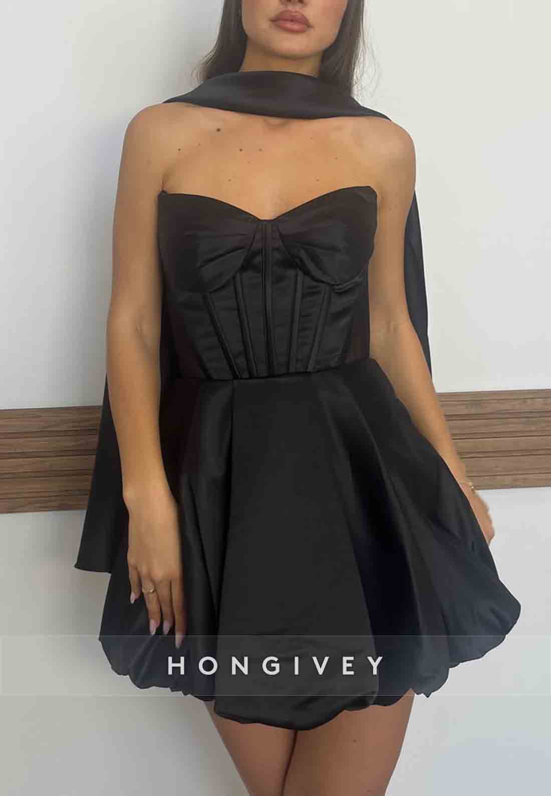 Halter Strapless A-Line Sleeveless Pleated Mini Homecoming Dresses
