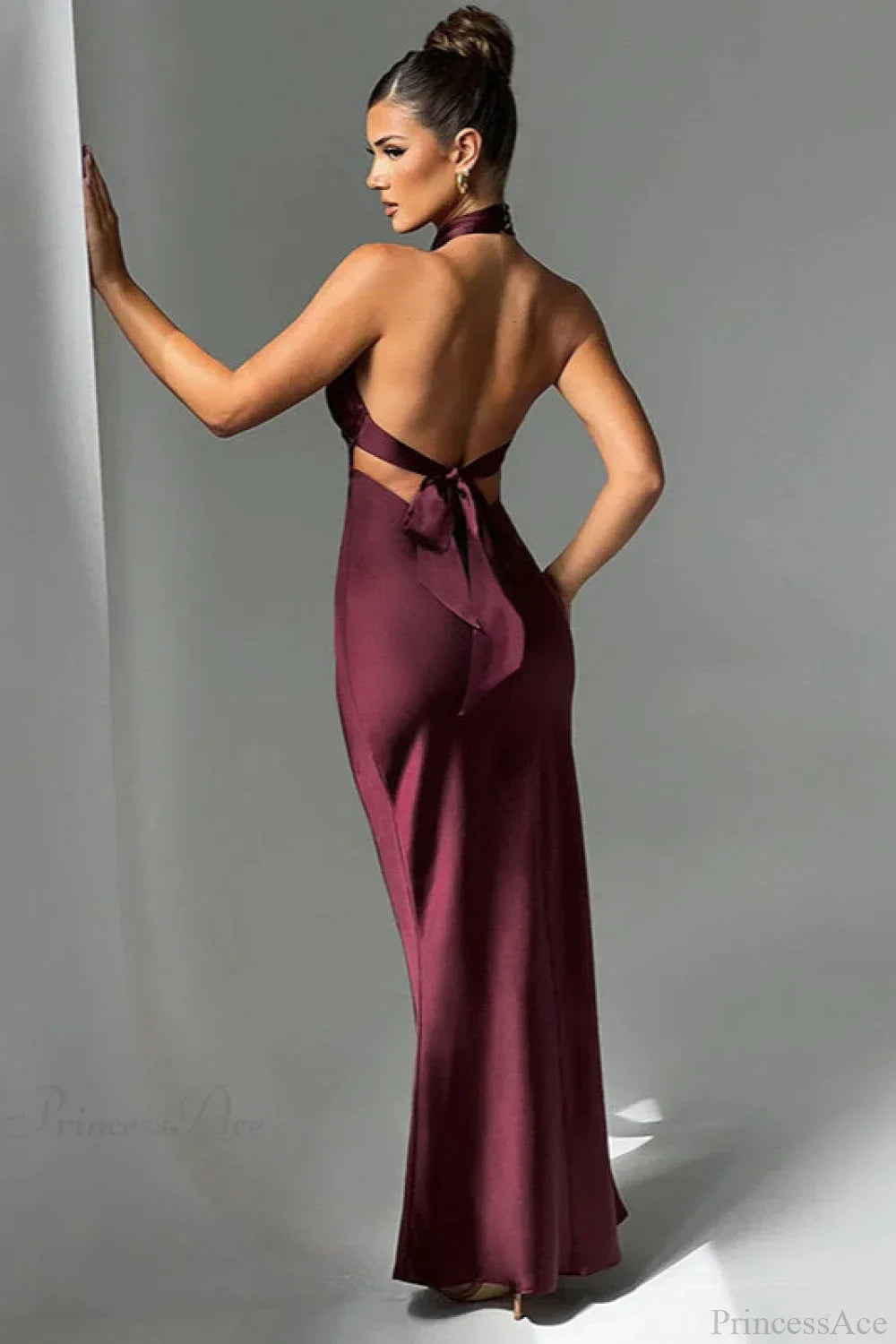 Satin Cross-Front Halter Neck Mermaid Gown
