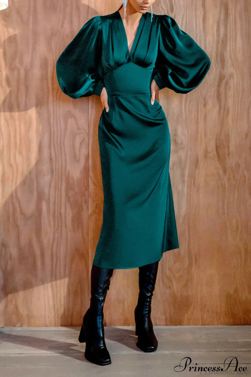 Satin Red Chic Formal Maxi Dress