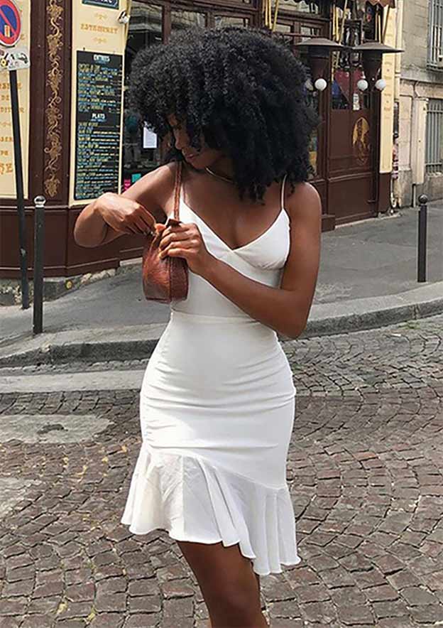 Satin Stretch Crepe Homecoming Dress - Column V Neck Sleeveless Short - Fashionpara