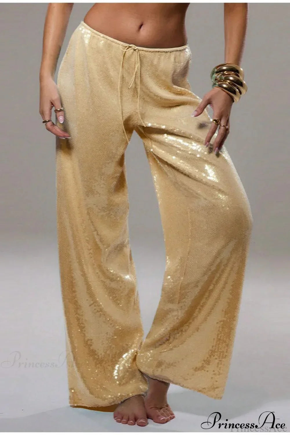 Sequin Loose Wide-Leg Casual Pants