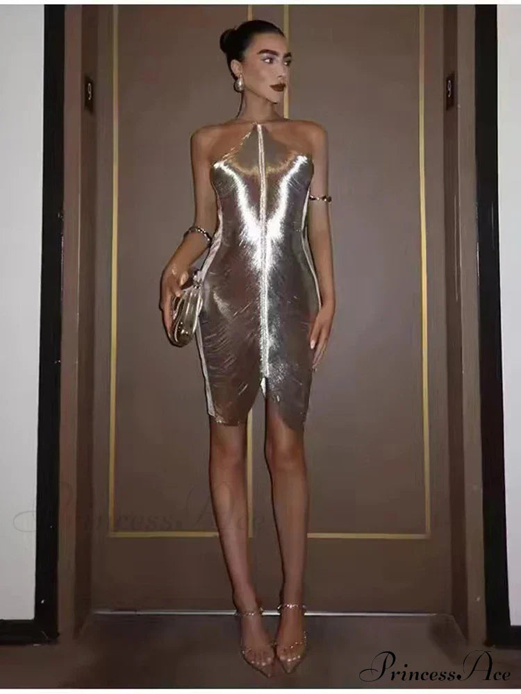 Sexy Backless Hanging Neck Tassel Mini Chic Slim Party Christmas Party Dress