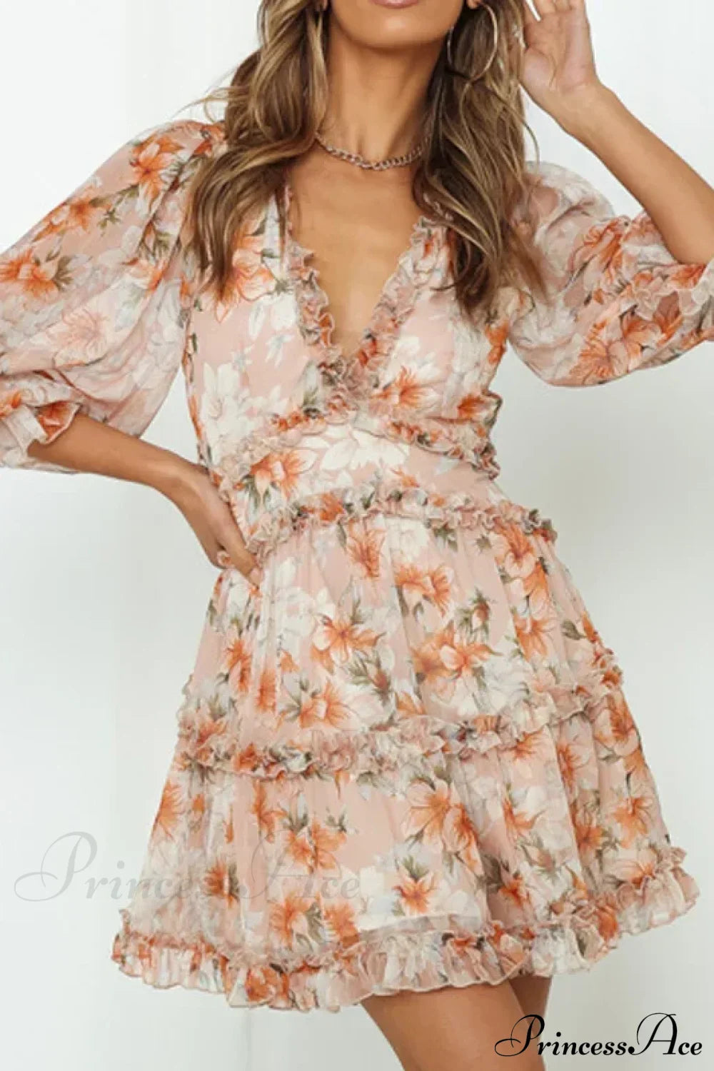 Sexy Backless V-neck Mini Boho Dress