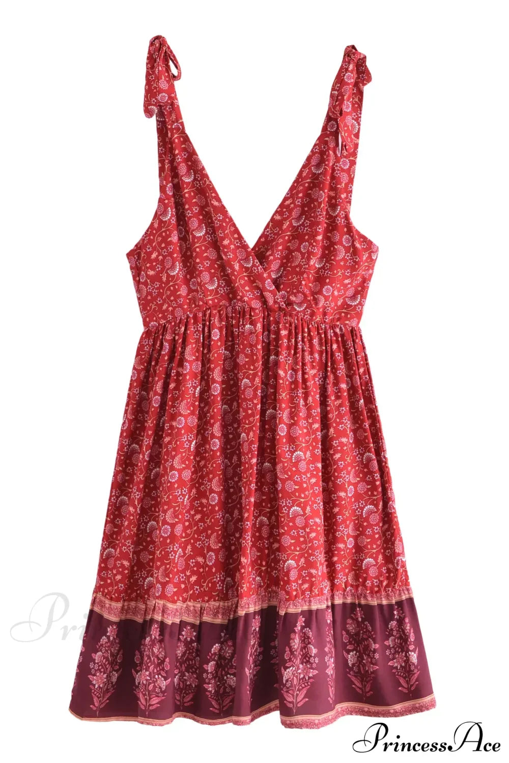 Sexy Deep V-neck Sleeveless Strapless Mini Boho Dress Red / S bohodress-250126