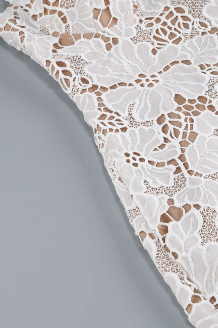 Sexy Floral Embroidered Lace Bustier Lace Up Sleeveless Evening Maxi Dress