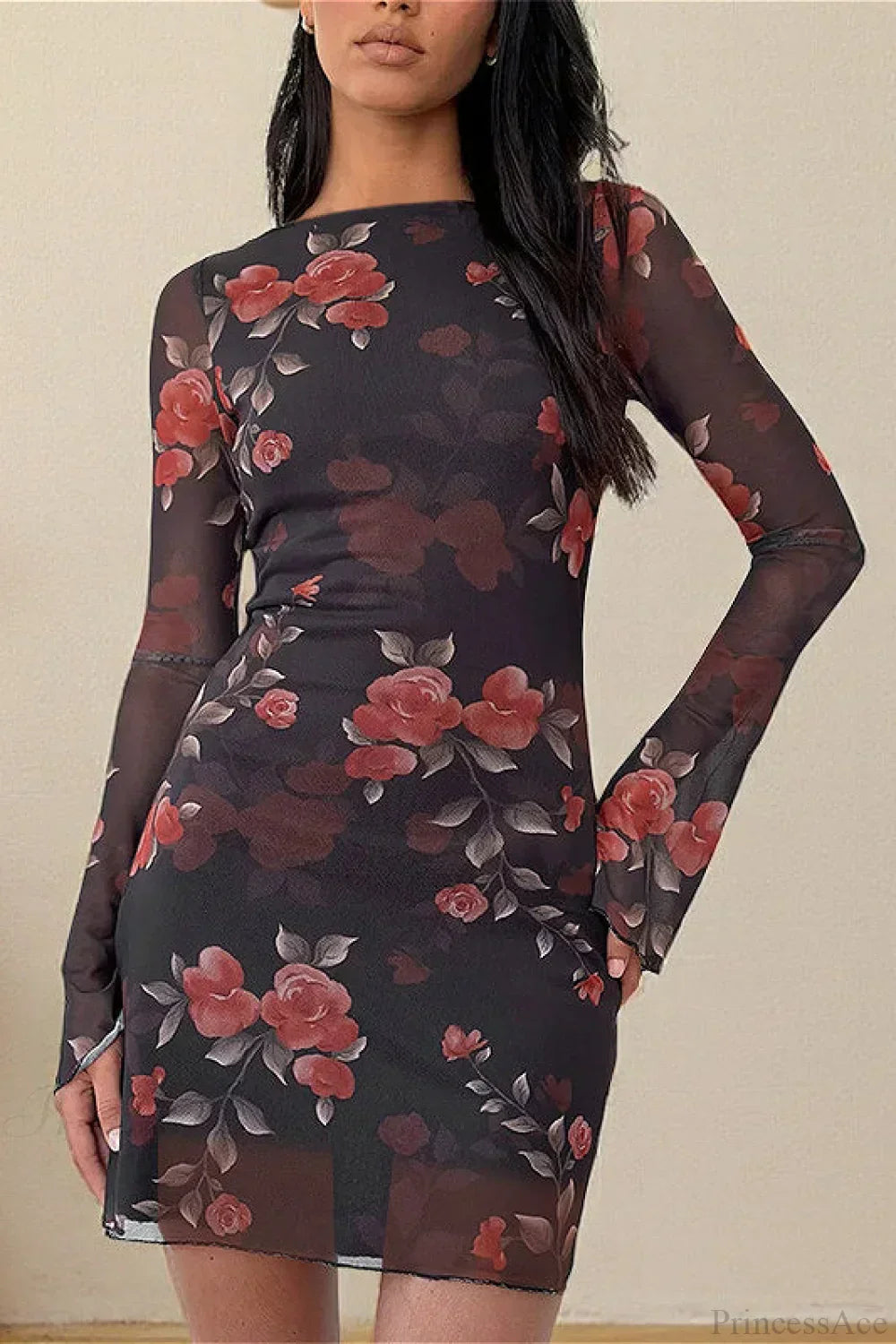 Tulle Floral Fitted Mini Dress