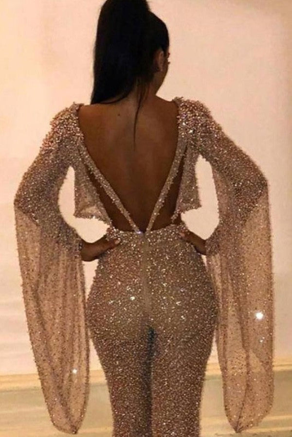 Sexy Sparkly Long Sleeves Women's Jumpsuit