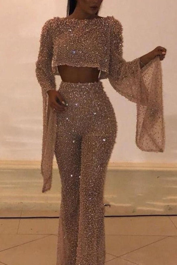 Sexy Sparkly Long Sleeves Women's Jumpsuit