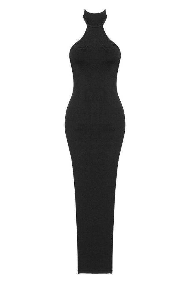 Halter Neck Sleeveless High Split Bodycon Maxi Dress - View 5