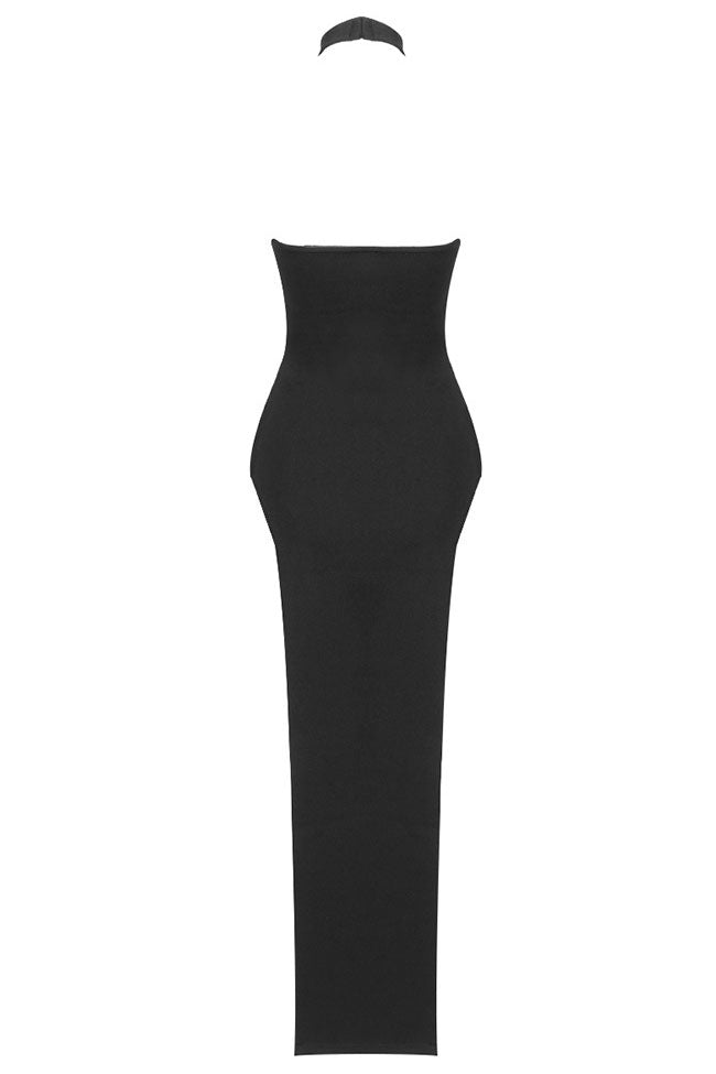 Halter Neck Sleeveless High Split Bodycon Maxi Dress - View 6