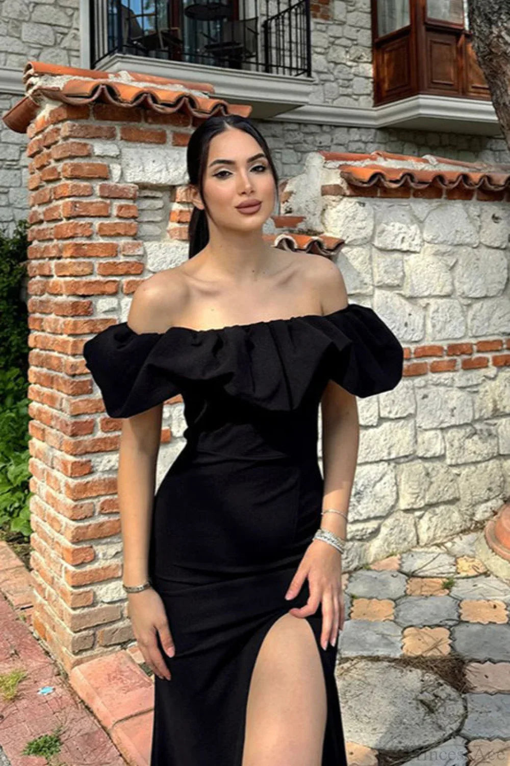 Off Shoulder Puff Sleeve Mermaid Gown