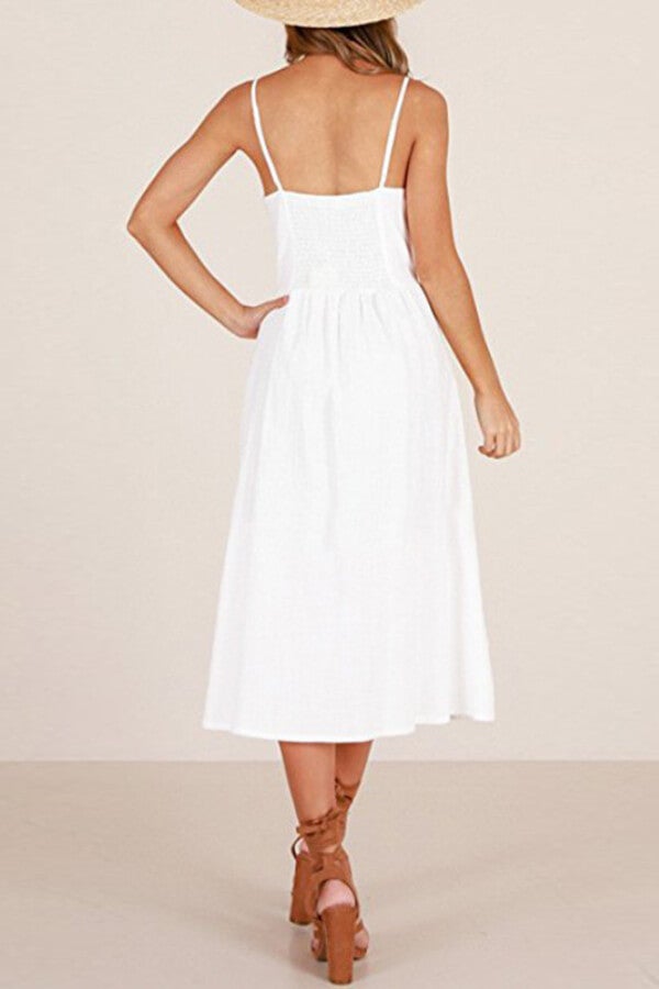 Sexy Regular Print Button Sling Dress  Fashionpara