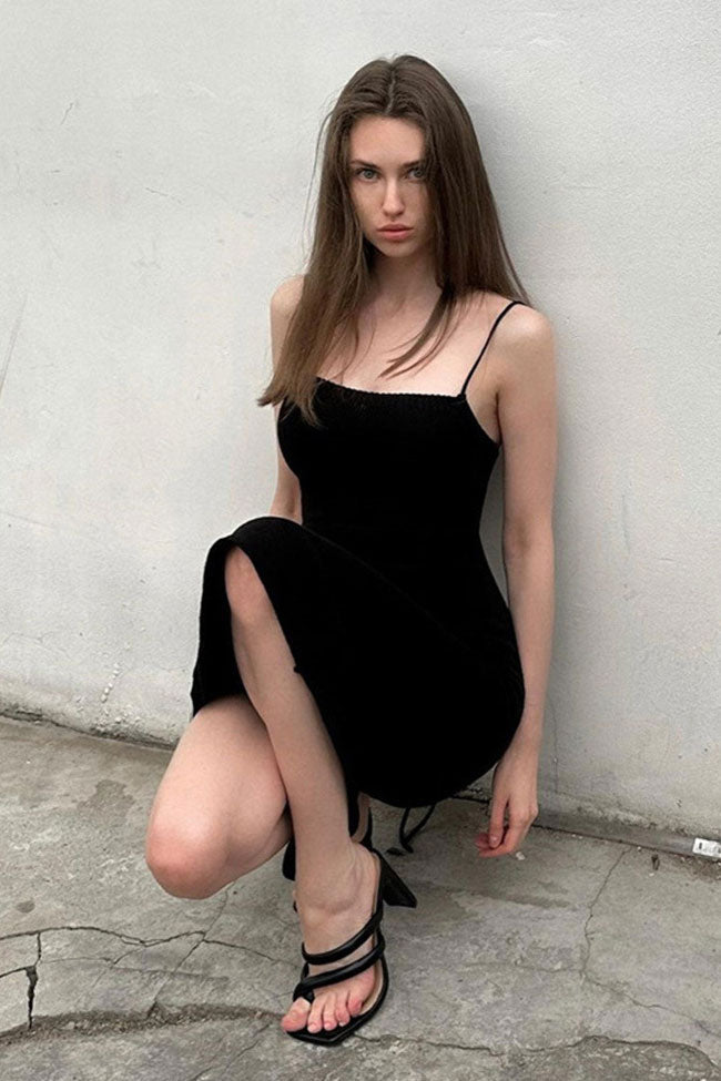Scoop Neck Cami Lace Up Back Slip Midi Dress - View 2