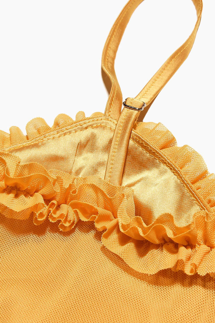 Sexy Ruffle Sweetheart Ruched Mesh High Low Fishtail Slip Evening Dress - Fashionpara