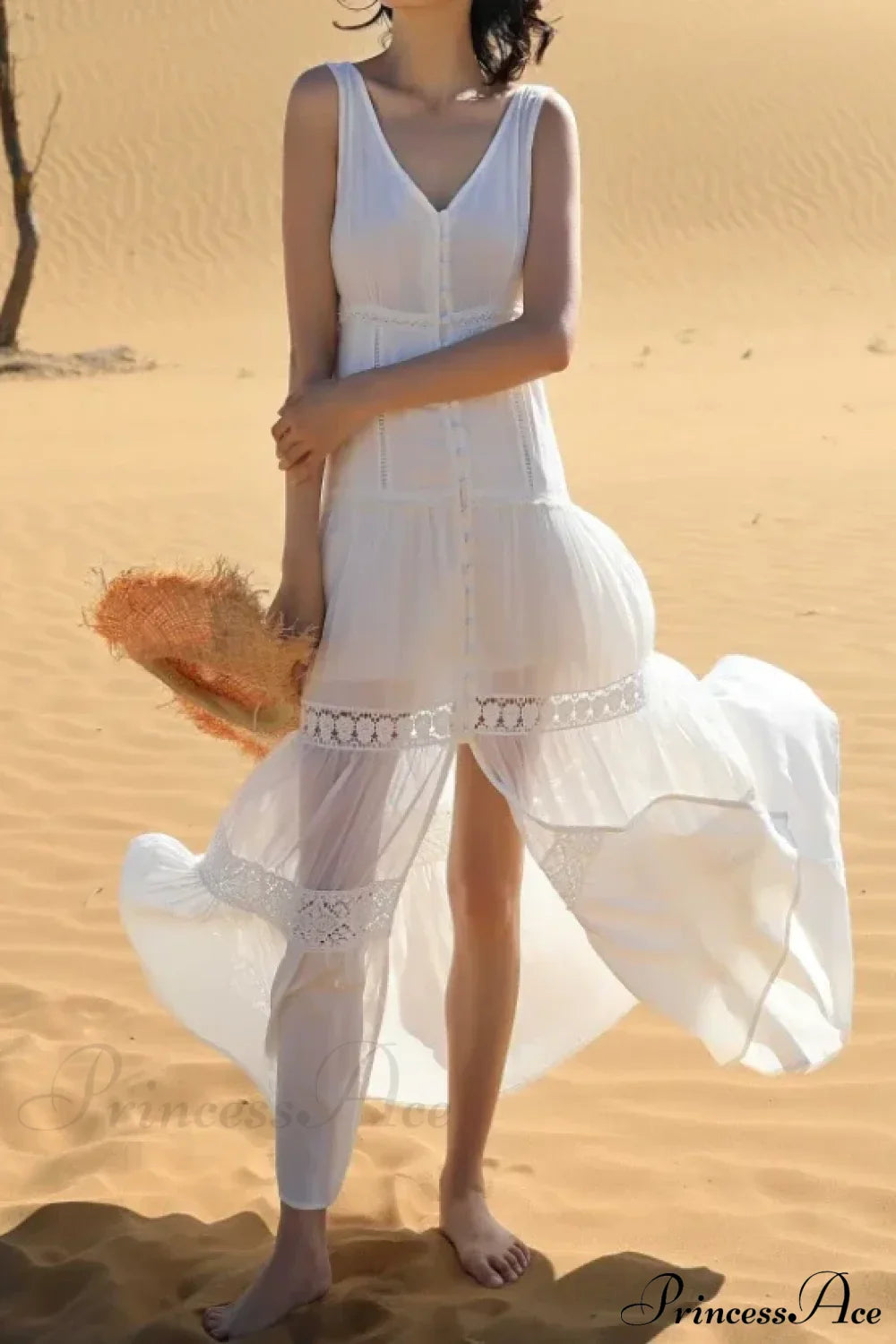 Sexy Sleeveless Deep V-neck Tank Maxi Dress Cotton Long Summer Dress