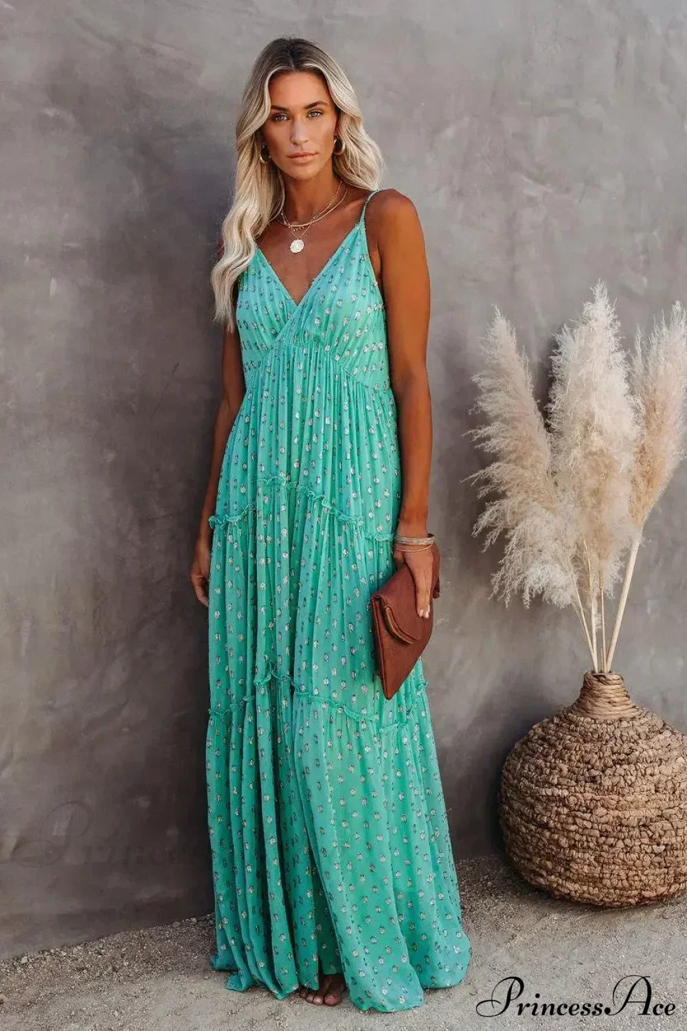 Sexy Split Big Hem Strapless Sleeveless Green Maxi Boho Dress