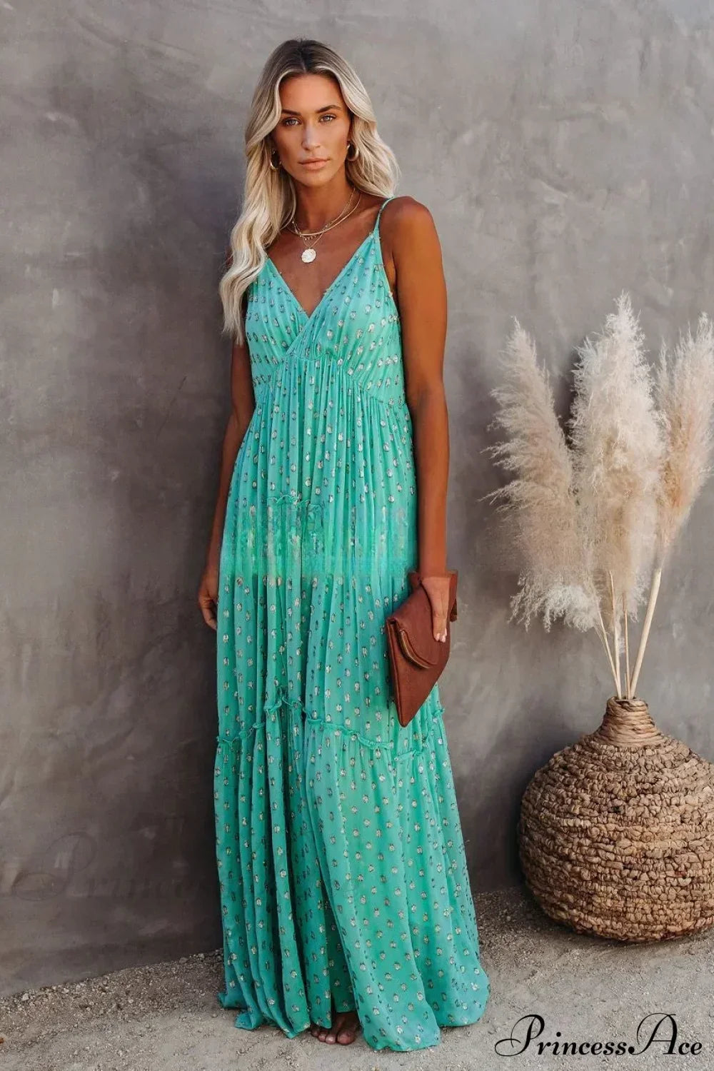 Sexy Split Big Hem Strapless Sleeveless Green Maxi Boho Dress