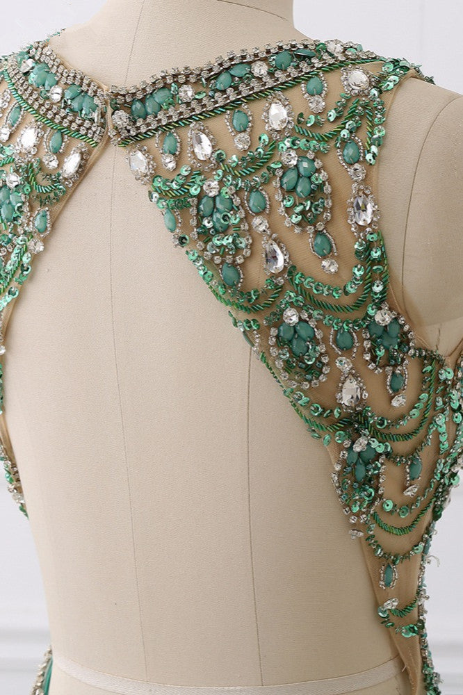 Sexy V-Neck Appliques Mermaid Prom Dresses Sleeveless with Crystals On Sale - Fashionpara