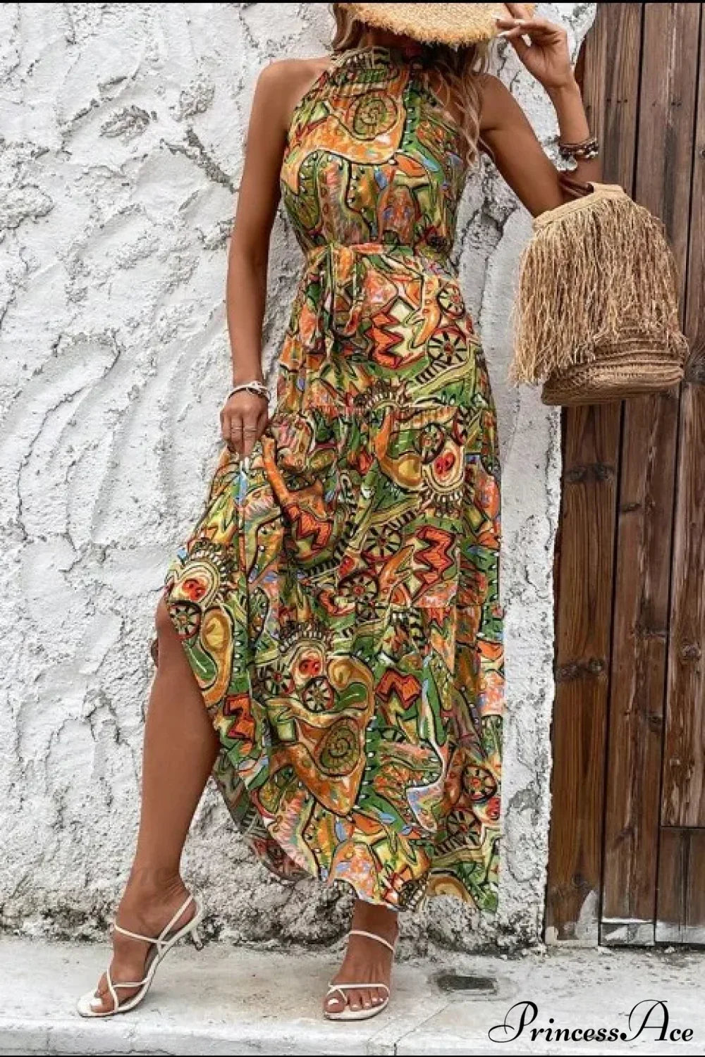 Sexy Vintage Hanging Neck Boho Dress Yellow / S bohodress-250126
