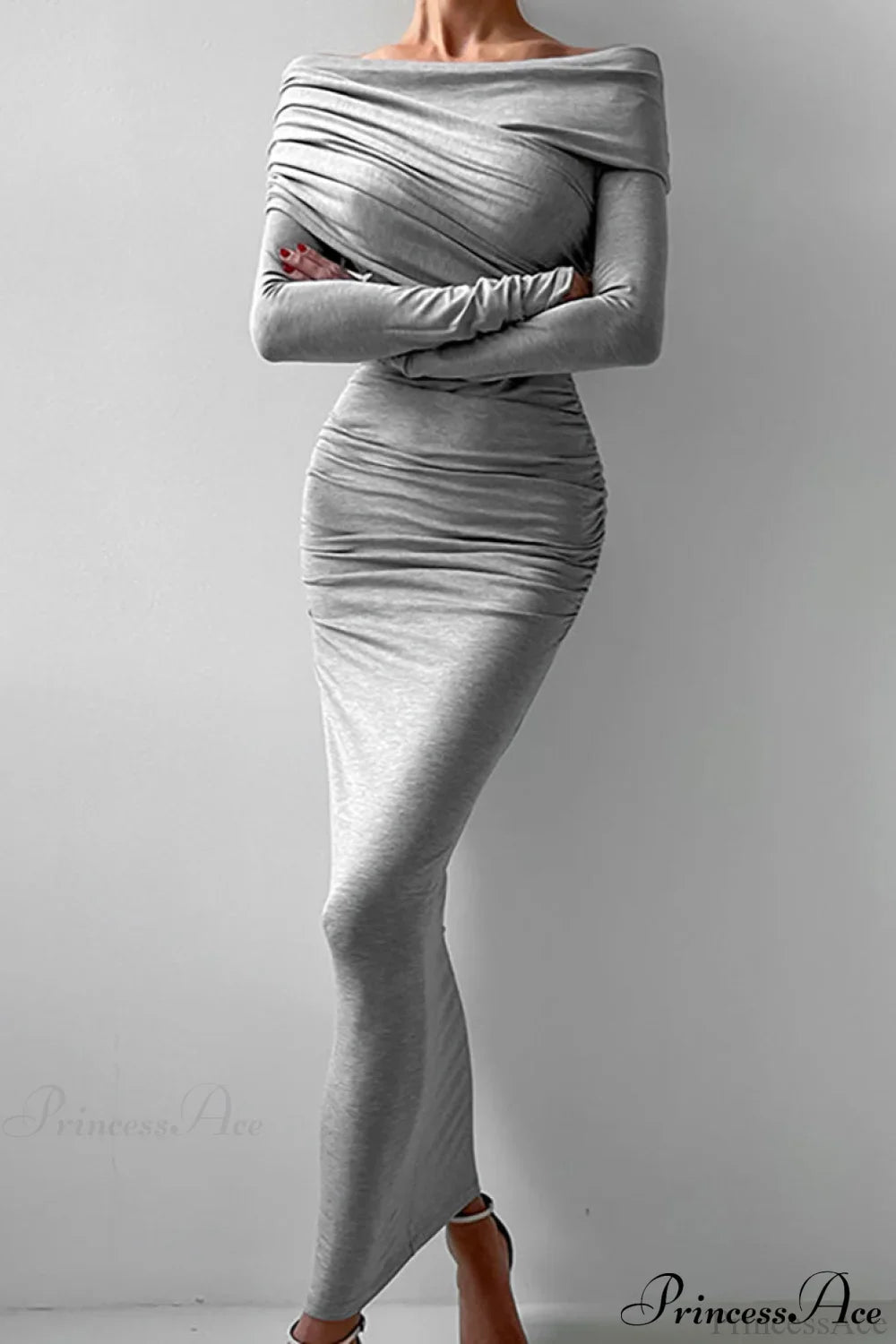 Sheath Off Shoulder Sleek Maxi Dress