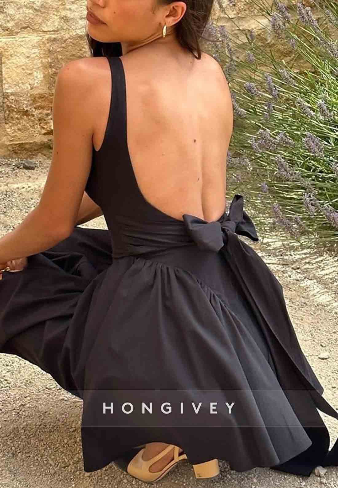 Bowknot Regular Straps Open Back Square Neck Sleeveless Princess Short Homecoming Dresses