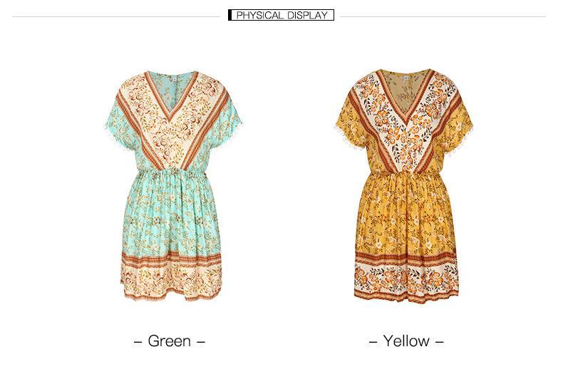 Short Sleeve Geometric Print Boho Dress 10