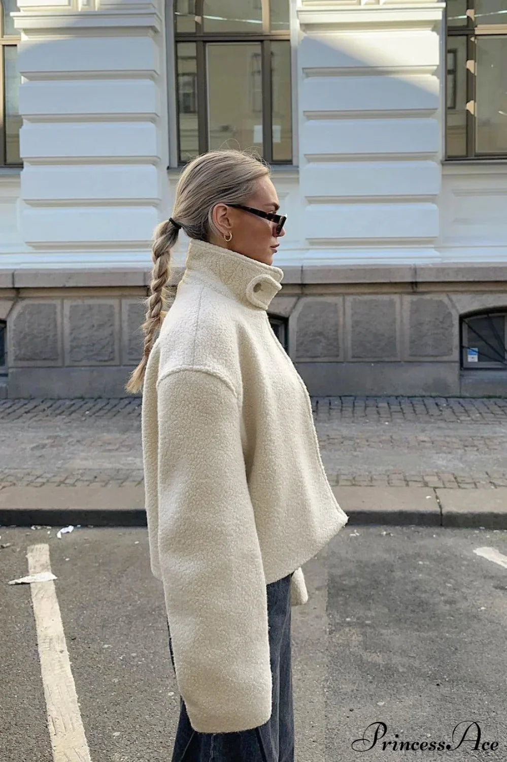 Short Stand Collar Sherpa Jacket