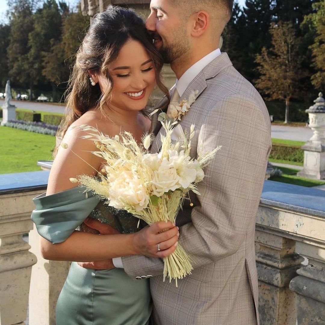 Silver Grey Off-the-Shoulder Prom Dress Split With Appliques - Fashionpara