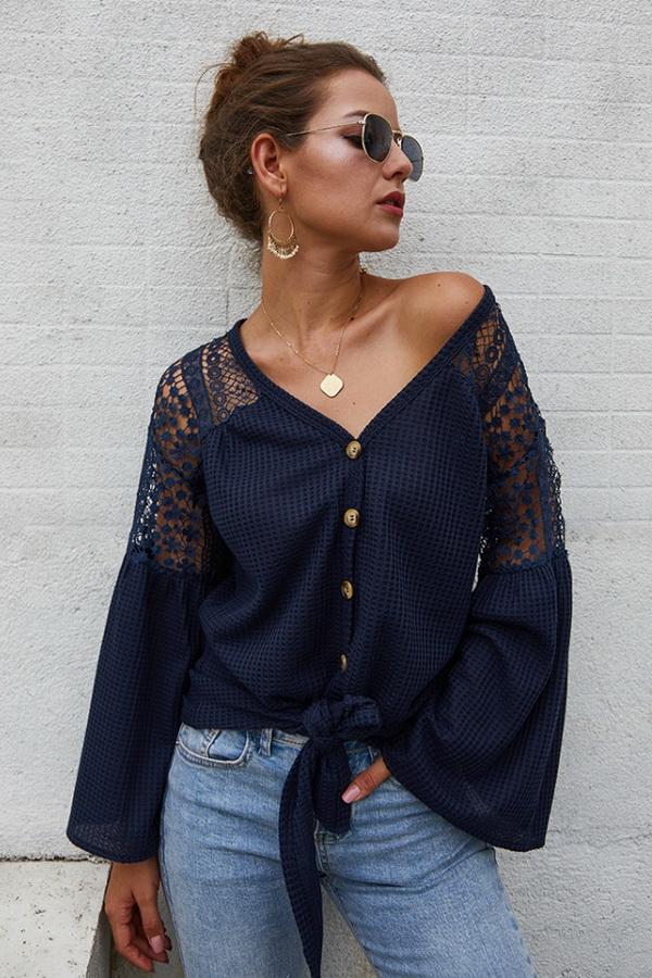 Single Breasted Front Knot Shirt