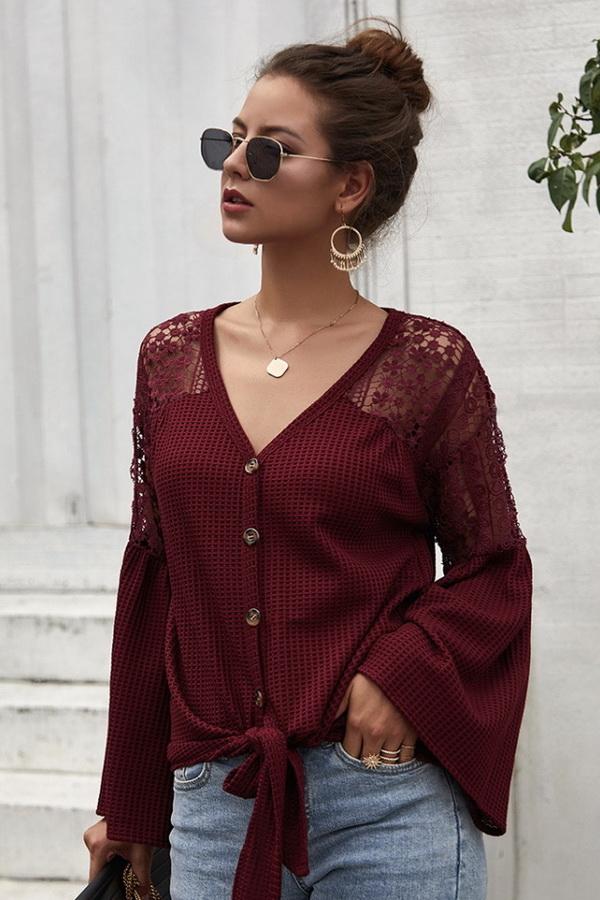 Single Breasted Front Knot Shirt