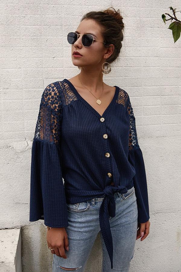 Single Breasted Front Knot Shirt