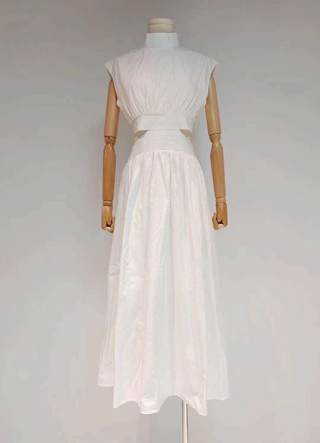 High Neck Sleeveless Cutout Pleated Maxi Dress